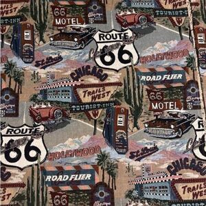 Route 66 Map Diners Decorative Embroidered Tapestry Fabric Camper Dorm Curtains